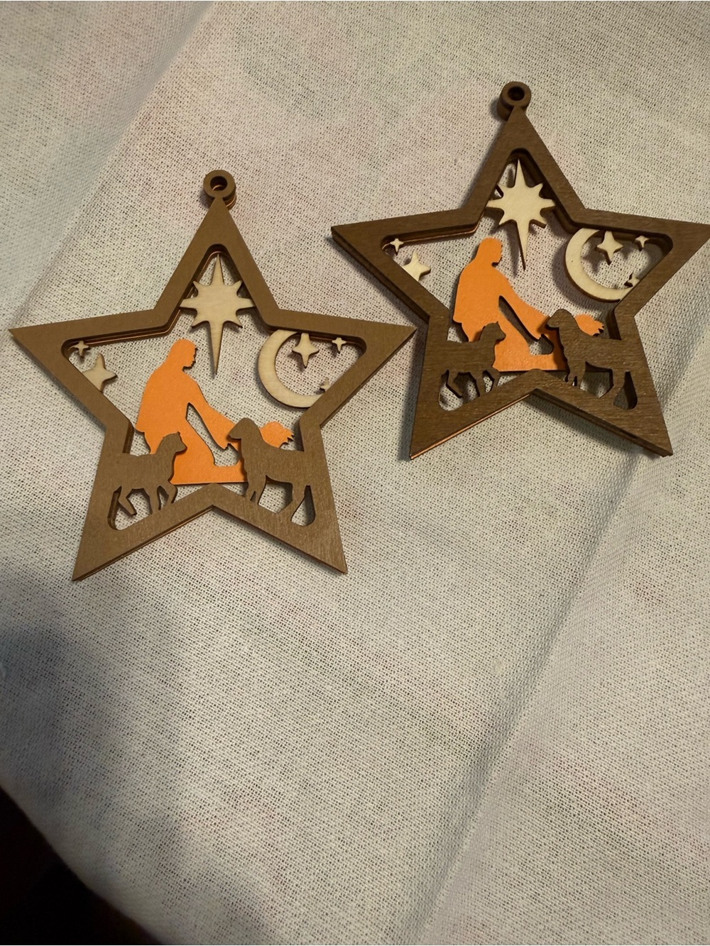 Nativity Ornament Set Of 2 Wood Laser Cut